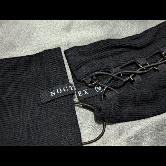 Noctex Lace Up Leg Warmers Thigh Highs Black Medium - Picture 5 of 8
